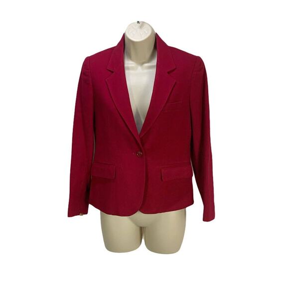 VTG Hyde Point Fashion Womens Blazer Petite Size 4P Red Wool Padded One Button - Picture 1 of 10